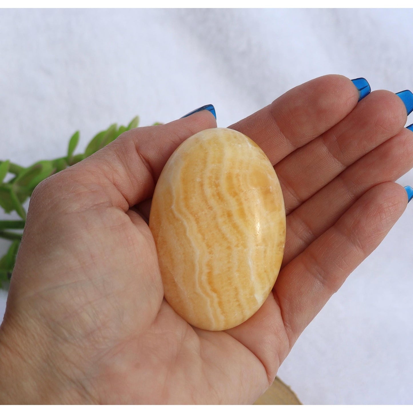 Orange Banded Calcite Palm Stone