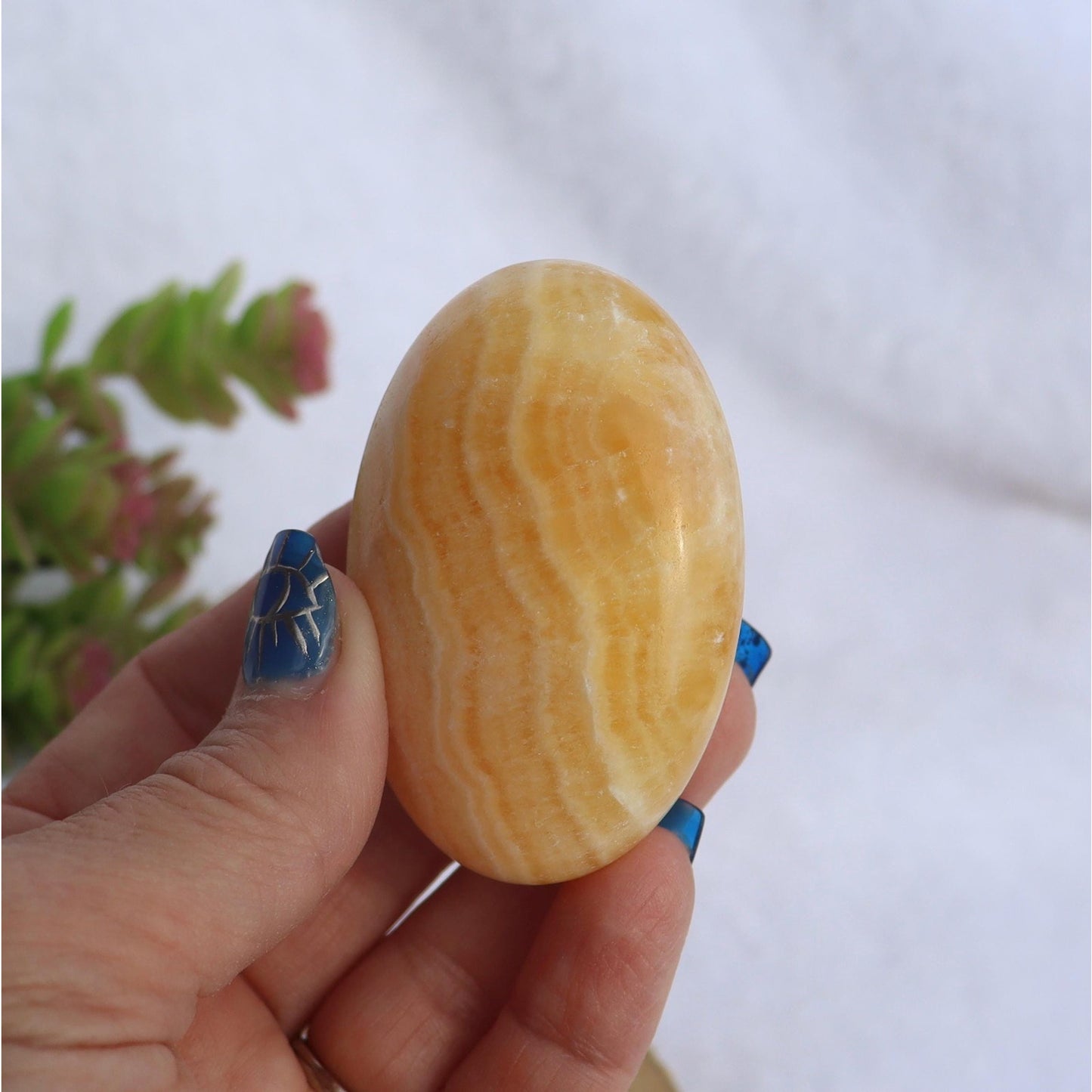 Orange Banded Calcite Palm Stone