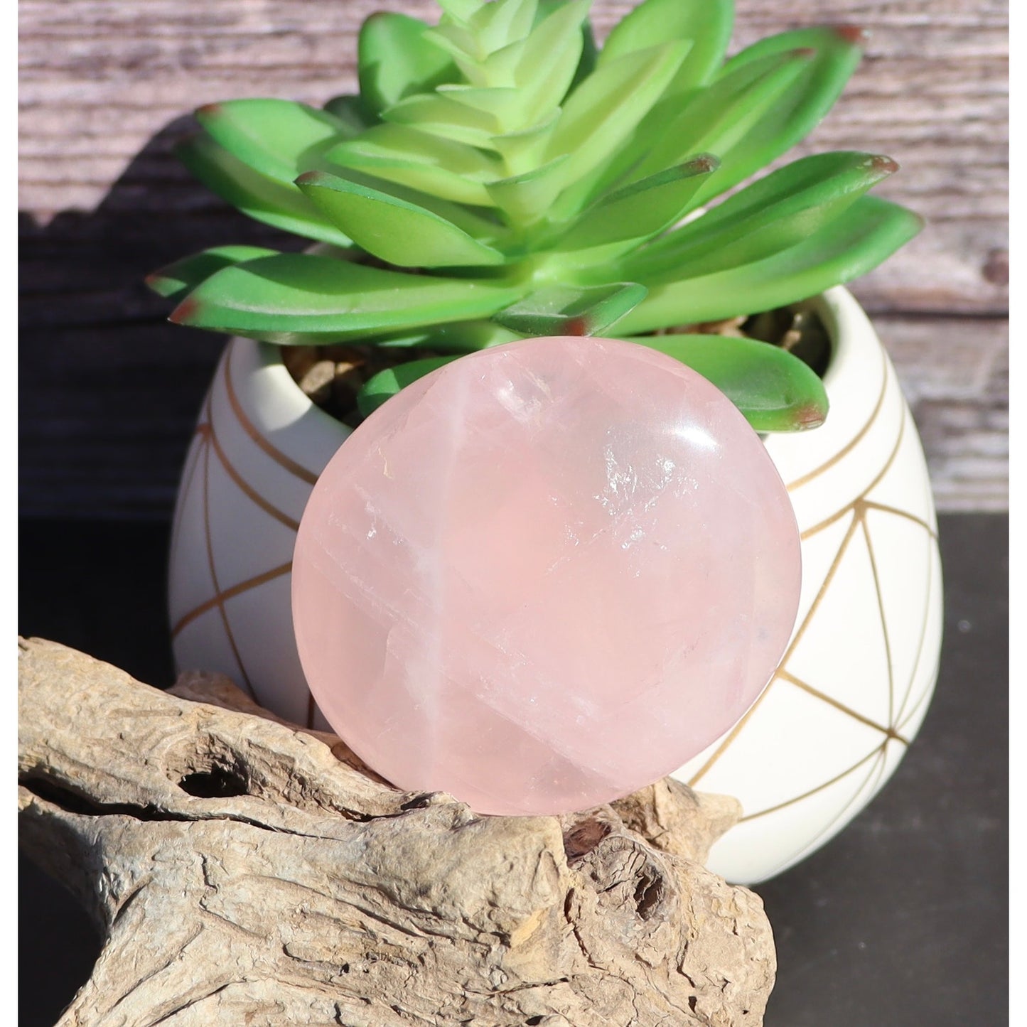 Rose Quartz Palm Stone, Heart Chakra