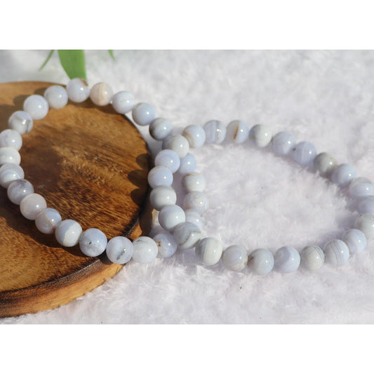 Blue Lace Agate Beaded Stretch Bracelets